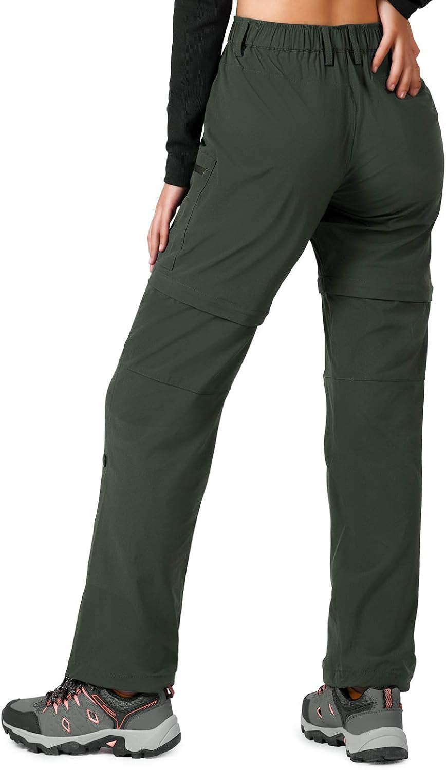 Women'S-Hiking-Pants-Convertible Quick-Dry-Stretch-Lightweight Zip-Off Outdoor Pants with 5 Deep Pockets