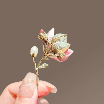 Magnolia Flower Brooch for Women - Elegant Fashion Pin for Jackets, Dresses, Coats & Accessories