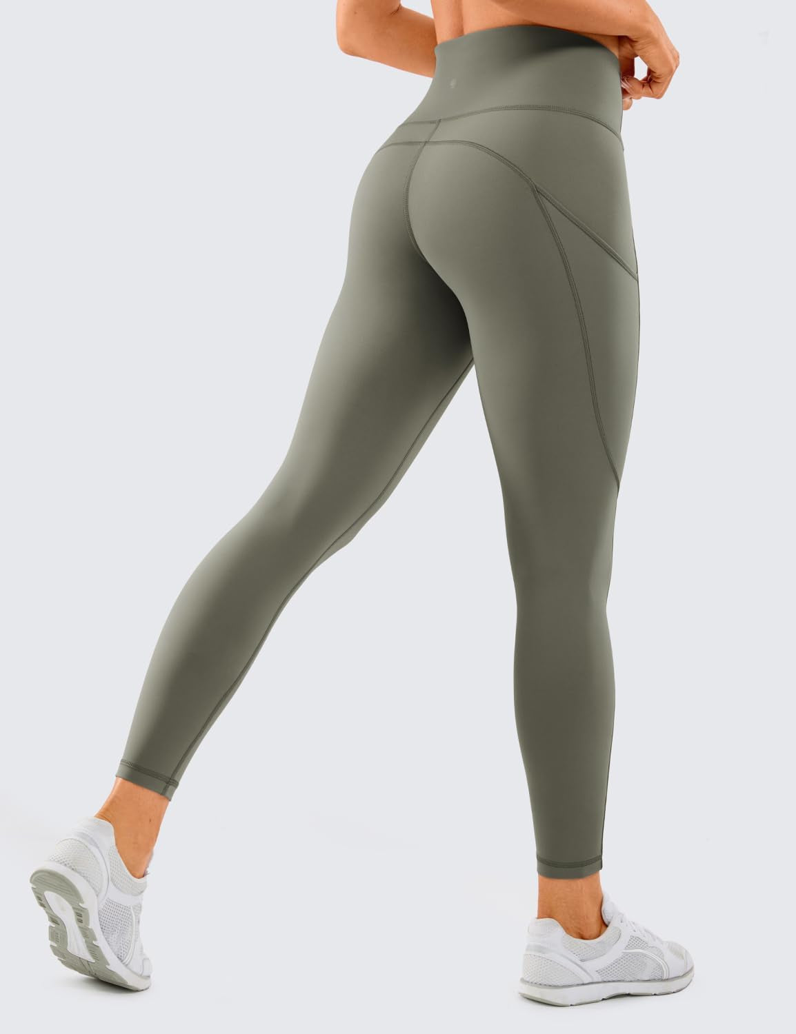 Women'S Naked Feeling Workout Leggings 25 Inches - High Waisted Yoga Pants with Side Pockets Running Tights