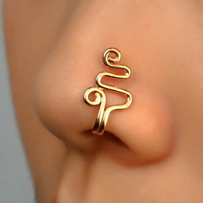 1 PC Crystal Diamond Zircon Star Heart Moon Fake Piercing Nose Ring Copper Spiral Non Piercing Clip on Nose Ring Ear Clips Cuff Fashion Body Jewelry