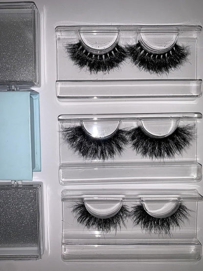3-Pair Lash Strip Full 16MM Mink Lash 100% Hand-Made Strips (3-Pair Russian)
