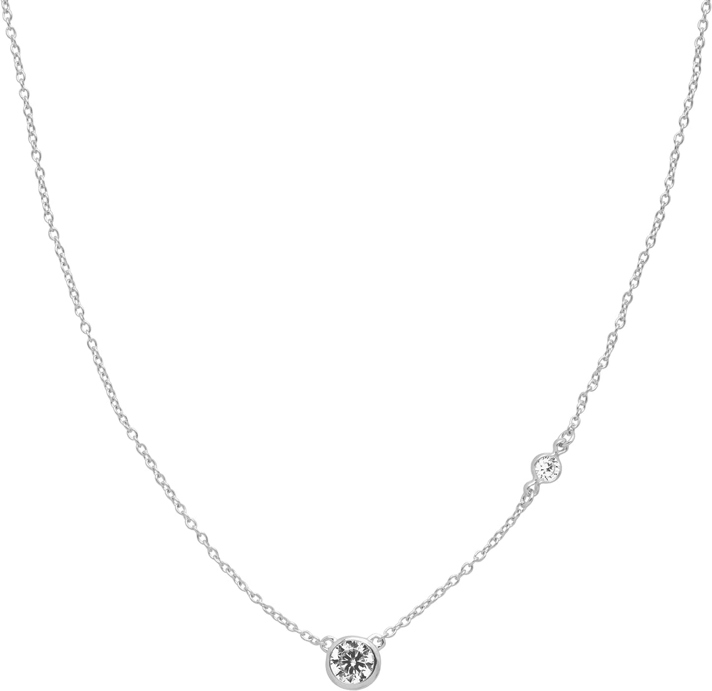 'Marvel' Cubic Zirconia Necklace in Sterling Silver, 16" + 2"