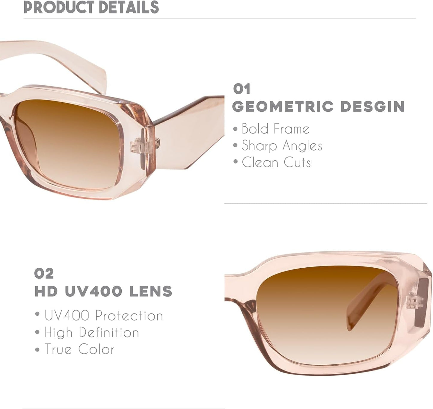 Trendy Rectangle Sunglasses for Women Men-Goulding