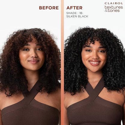 Textures & Tones Permanent Hair Dye, 1B Silken Black Hair Color, Pack of 1