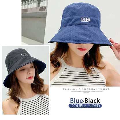 Fashion Letter embroidery Double Side Hats Vintage cotton Fisherman Hat Women Couple Sunhat Cap Hip Hop Punk Hat Outdoor Cap for Men Women Bucket Hat