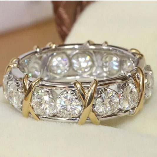 Luxurious Silver Glod Filled Natural Gemstones White Sapphire Wedding Birthstone Bride Flower Engagement Ellipse Ring Jewelry Size 6 7 8 9 10