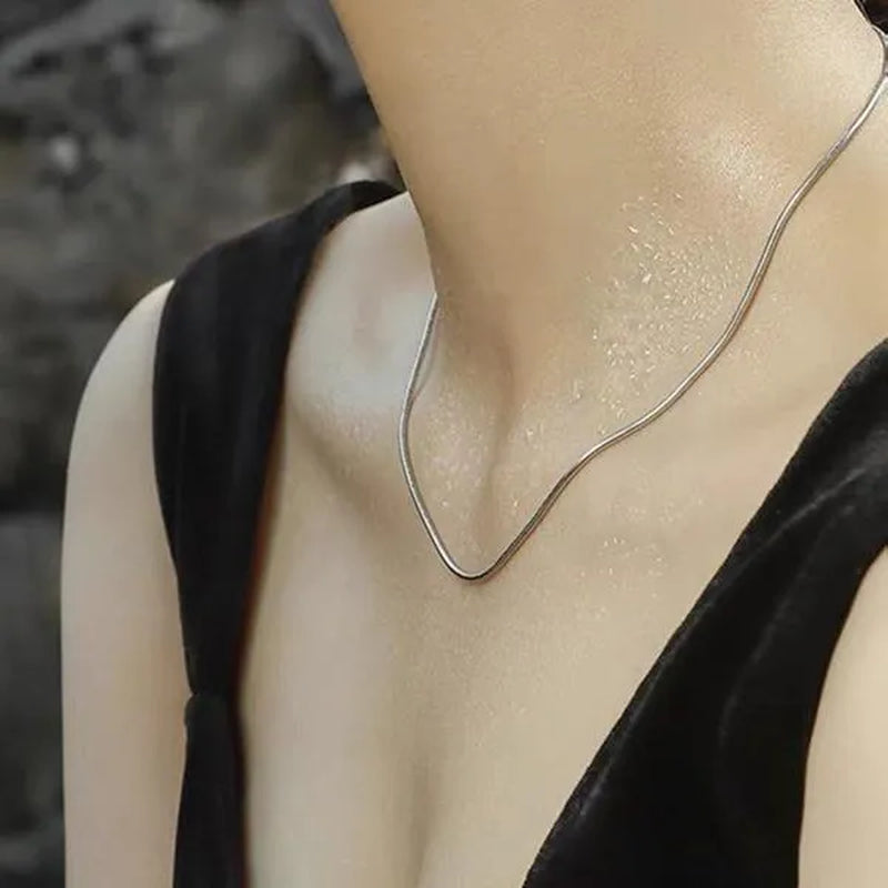 Fashion 925 Sterling Silver Italian Crafted 2MM Golden Snake Chain Necklace Minimalist DIY Chain Accessories