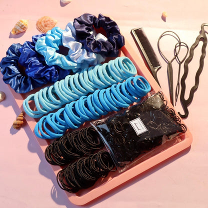 755PCS Hair Accessories for Woman Set Seamless Ponytail Holders Variety Hair Scrunchies Hair Bands Scrunchy Hair Ties for Thick and Curly (755PCS (Treasure Blue)) - WORLD TIME VISITS