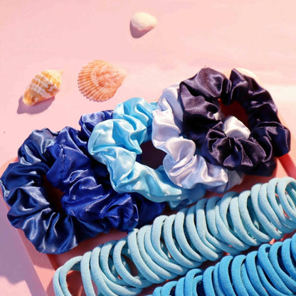 755PCS Hair Accessories for Woman Set Seamless Ponytail Holders Variety Hair Scrunchies Hair Bands Scrunchy Hair Ties for Thick and Curly (755PCS (Treasure Blue))