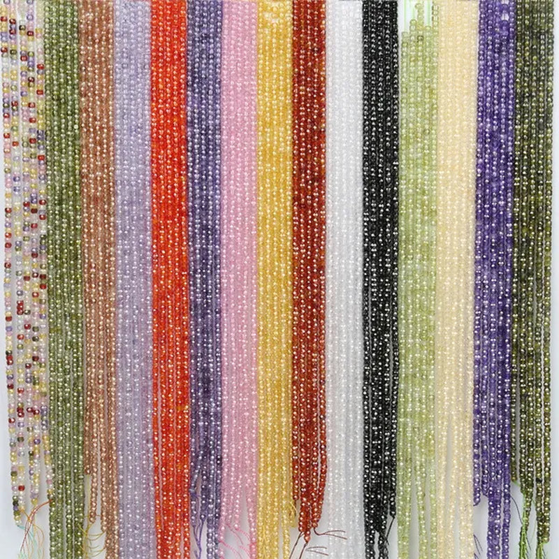 Multicolored 3X2Mm Shiny Faceted Natural Cubic Zirconia Stone Beads Abacus Tiny Beads Loose Spacer Beads for Jewelry Making DIY Slim Bracelet Women