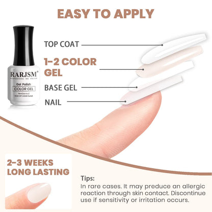 Nude Gel Polish Pale Pink Neutral Nude Colors Skin Tone Light Pink Gel Nail Polish 15Ml Single Bottle Sheer Jelly Transparent Polish Soak off UV LED Cured for Home Salon DIY French Manicure