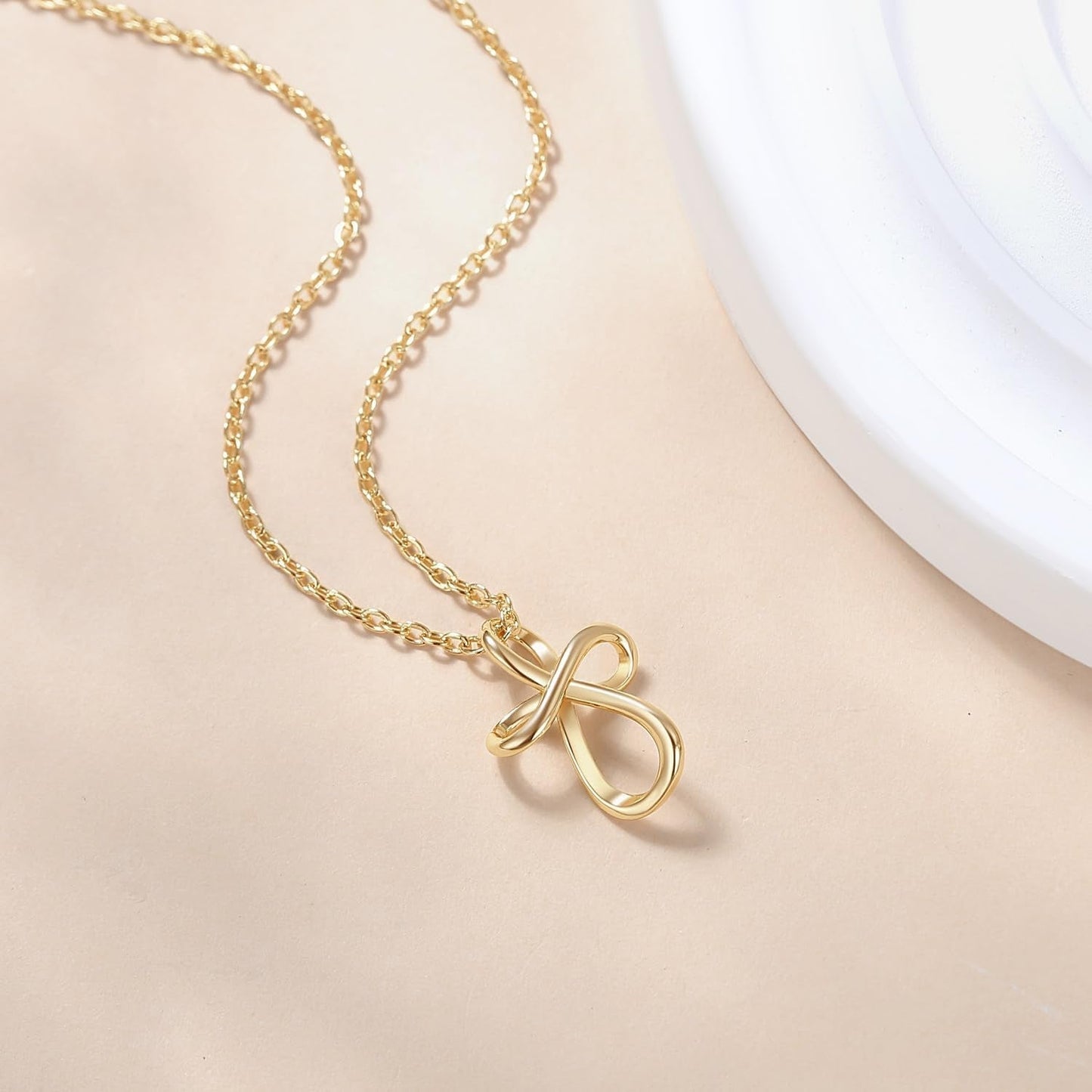 Cross Necklace 14K Gold Cross Necklaces for Women Twisted Gold Chain Necklace for Womens Pendant Necklaces 24Mm (18 Inch)