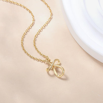 Cross Necklace 14K Gold Cross Necklaces for Women Twisted Gold Chain Necklace for Womens Pendant Necklaces 24Mm (18 Inch)