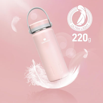 13Oz Wide Mouth Vacuum Insulated with Handle, Stainless Steel Water Bottle with Leakproof Sloseable Lid for Cold Water Drinks, Sports, Travel, Car and Yoga - WORLD TIME VISITS