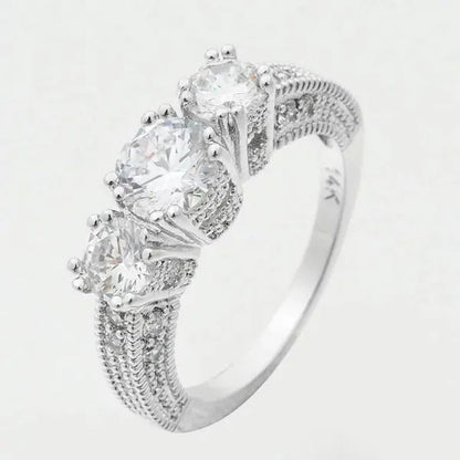 Natural 2.66ct White Diamond 14k White Gold Ring Size6-10