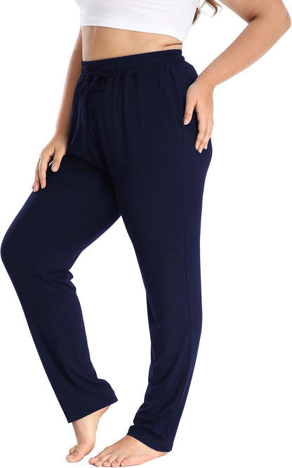 Women'S plus Size Comfy Lounge Pants Active Yoga Sweatpants Casual Stretchy Jogger Pants with Pockets Drawstring