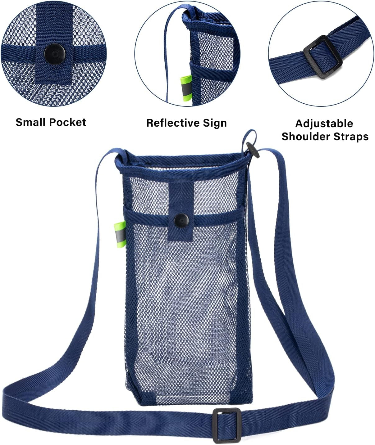 2 Pack Portable Water Bottle Bag with Adjustable Shoulder Strap - Foldable Lightweight Beach Water Bottle Sling Bag for Sports Gym Hiking Camping Walking - WORLD TIME VISITS