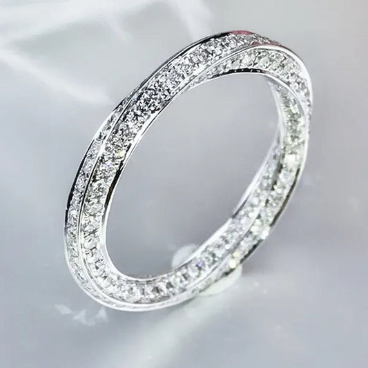 Fashion Woman Ring Dainty 925 Sterling Silver Stackable Jewelry Natural White Sapphire Diamond Band Elegant Bride Engagement Party Wedding Accessories Anniversary Gift Gemstone Rings Size 4-12 Bague Femme