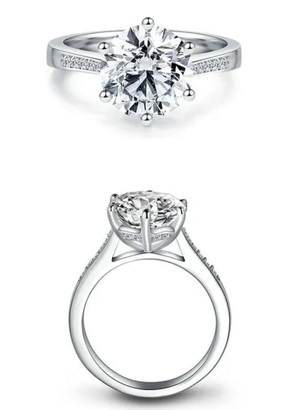 Sterling Silver Big 4 Carat Sona Diamond Wedding Engagement Ring