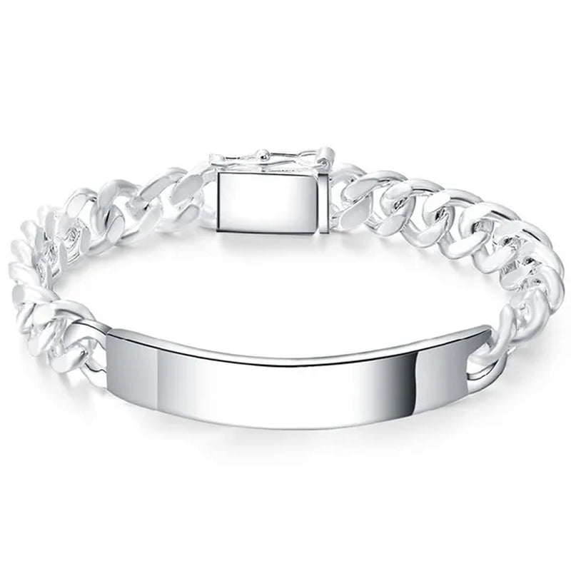 Charm 925 Sterling Silver Design Noble Pretty 10MM Mens Chain Jewelry Fashion Geometric Bracelet