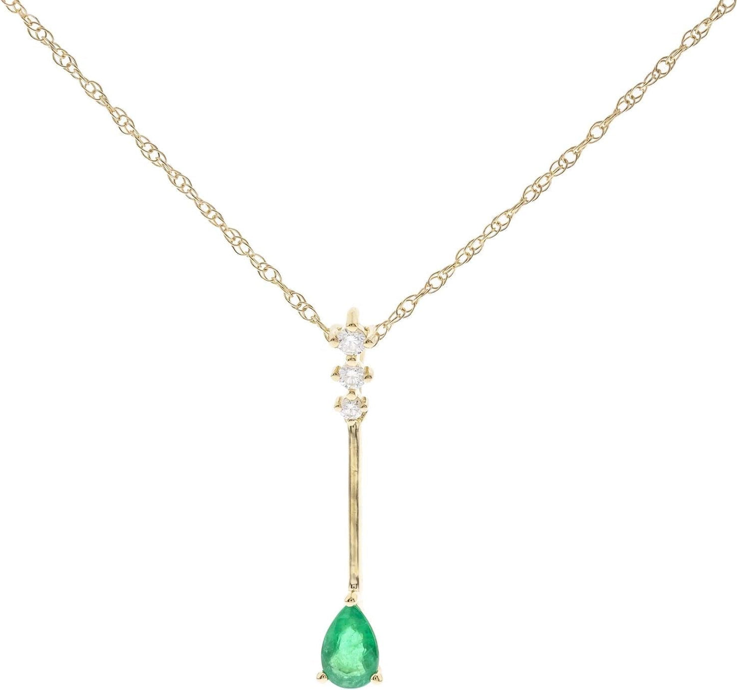10K Yellow Gold Real Diamond Pendant (I1) with Genuine Peridot & Natural Emerald Daily Work Wear Jewelry for Women Gifts for Her