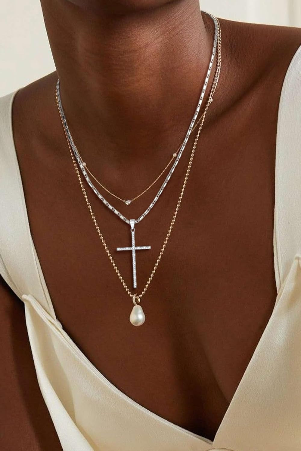 Cross Necklace for Women,Silver/14K Gold Large or Small Cross Necklaces with CZ Diamond,Faith Birthday/Christmas Gift for Her Women Mother Daughter Grandmother