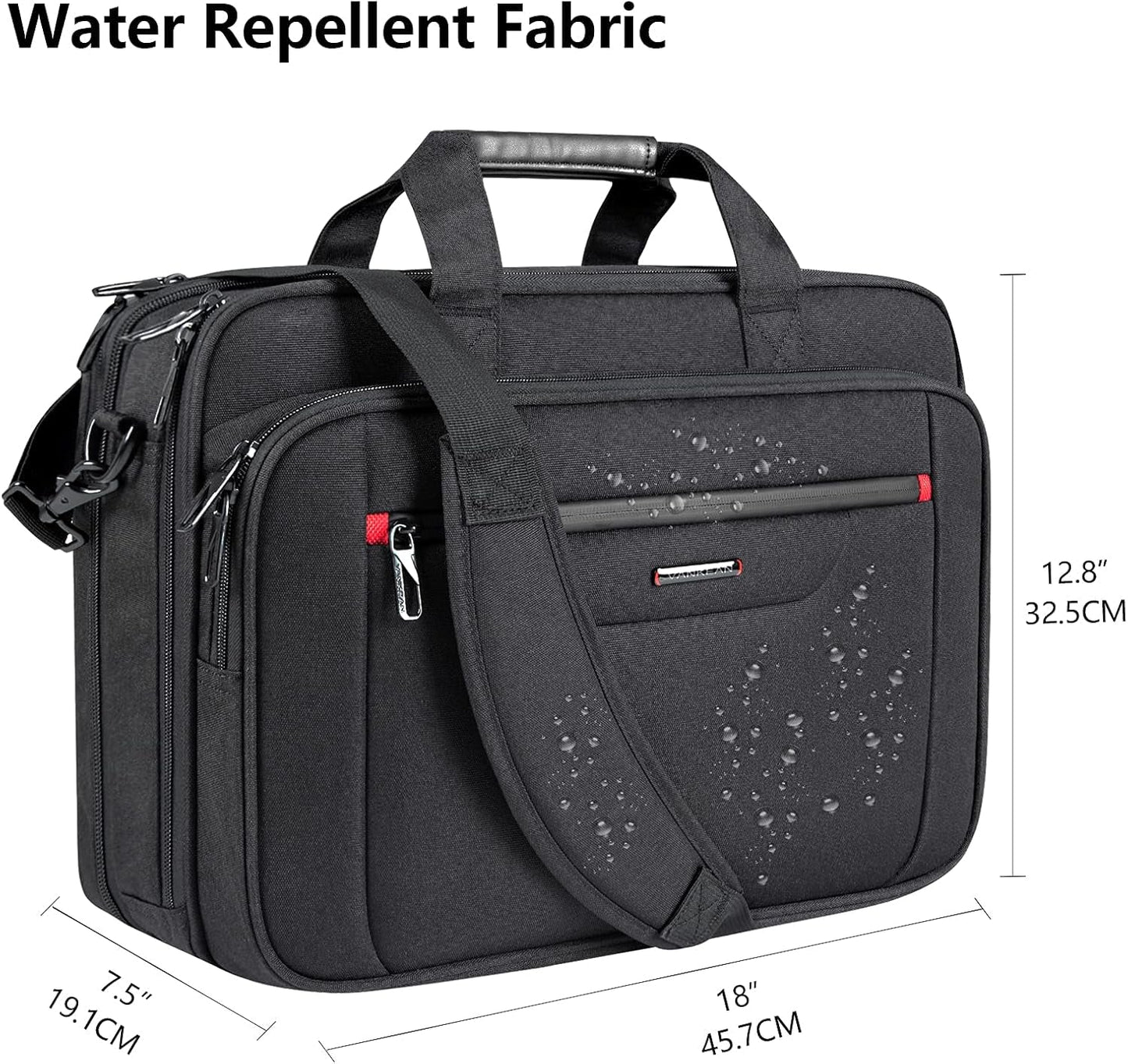 Laptop Briefcase Premium Laptop Case Fits up to 17.3 Inch Business Shoulder Bag Laptop Expandable Water-Repellent Messenger Bag for Men/Women Computer Bag for Travel/Business/Black - WORLD TIME VISITS