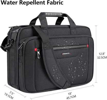 Laptop Briefcase Premium Laptop Case Fits up to 17.3 Inch Business Shoulder Bag Laptop Expandable Water-Repellent Messenger Bag for Men/Women Computer Bag for Travel/Business/Black - WORLD TIME VISITS