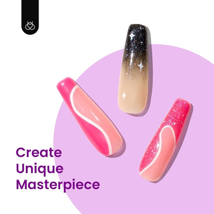 Beetles Neon Gel Nail Polish Set, 6 Colors Glitter Purple Pink Black Shimmer Electric Carnival Nail Gel Polish Soak off Uv Led Gel Polish Swirl Thread Effect DIY Manicure Art Gift for Women