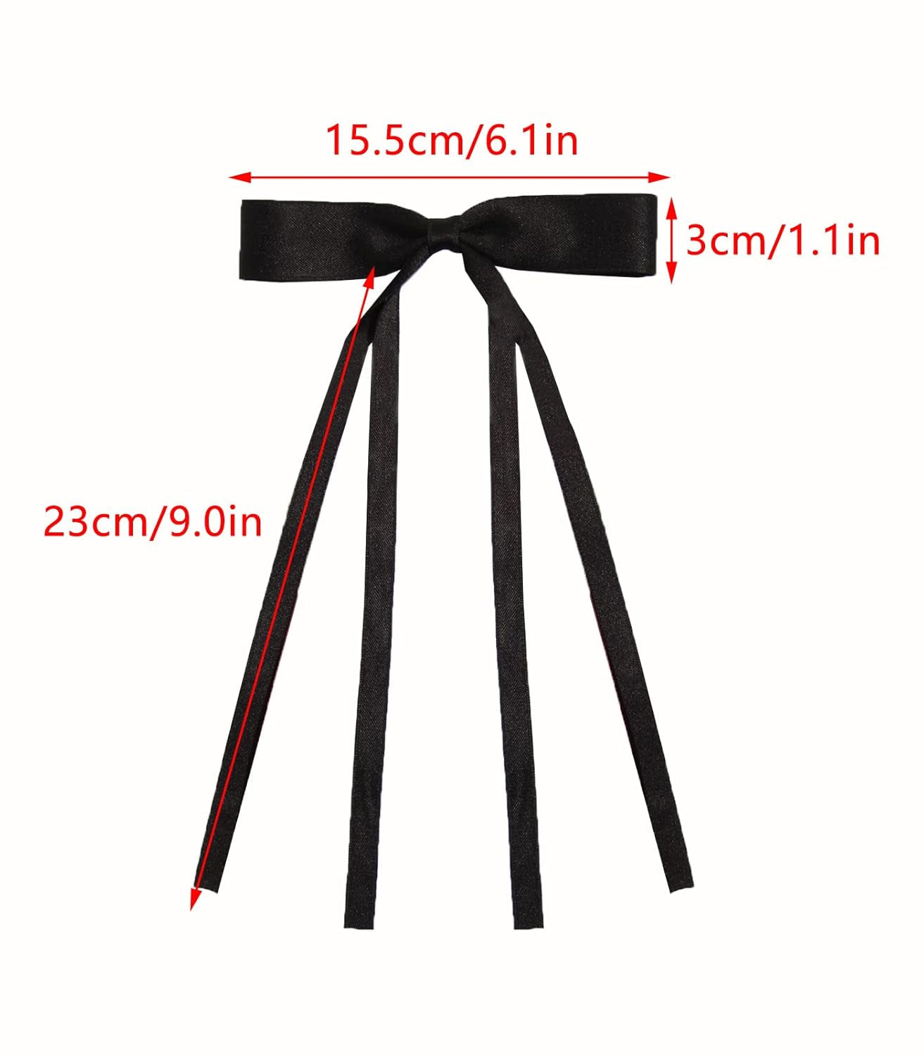 Tassel Ribbon Bowknot Hair Clips for Women - 4Pcs Barrettes with Long Tail, Solid Accessories for Girls, Claw Clips with Bow in Black and White