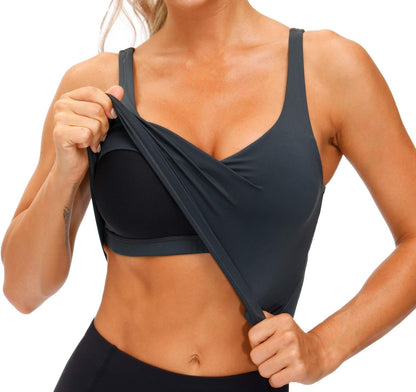 Womens' Sports Bra Longline Wirefree Padded with Medium Support