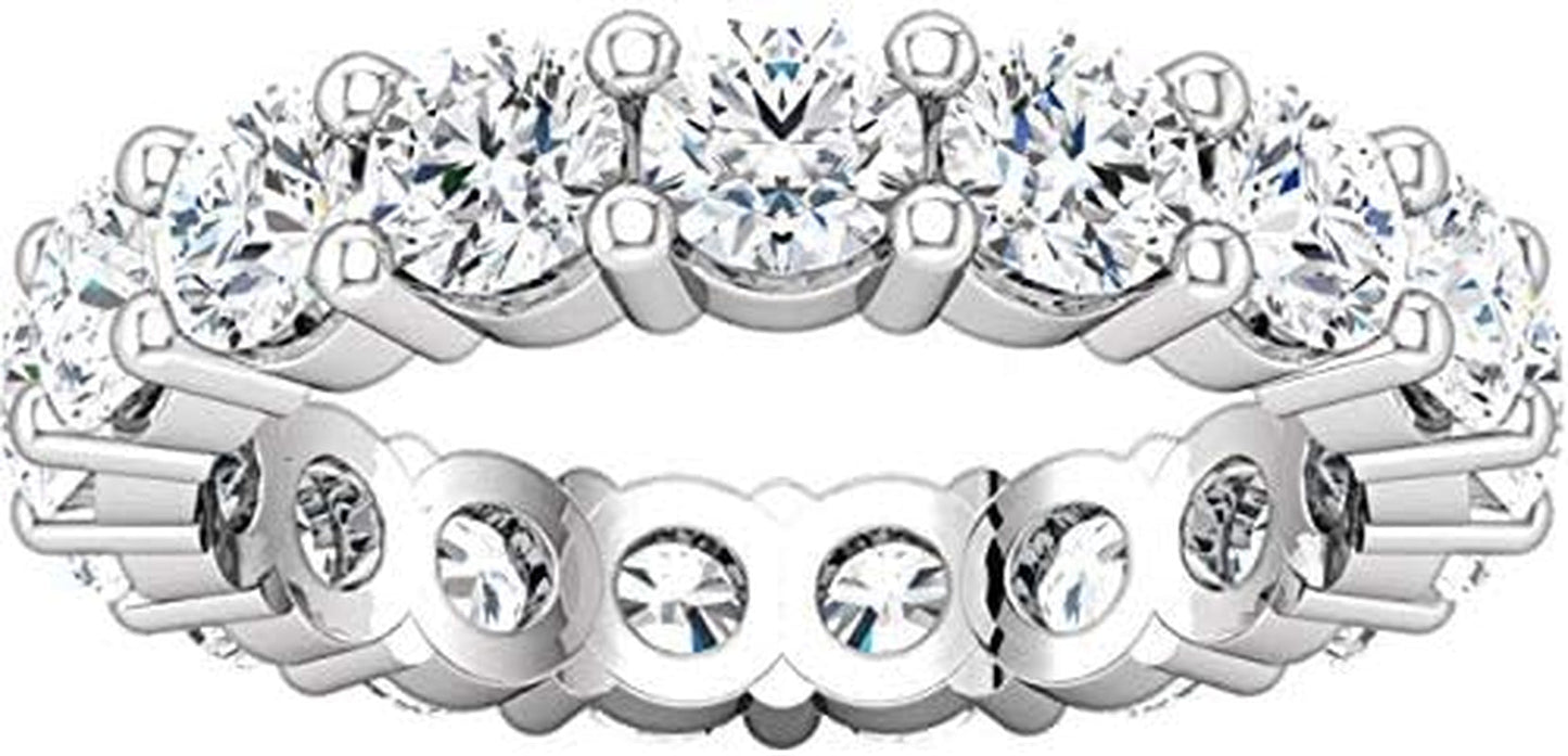 5 Carat (Ctw) 14K White Gold round Diamond Ladies Eternity Wedding Anniversary Stackable Ring Band Luxury Collection (D-E Color VS1-VS2 Clarity) - WORLD TIME VISITS