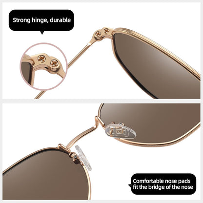 Polarized Hexagon Sunglasses for Women Men Polygon Square Sun Glasses UV400 Protection Metal Frame