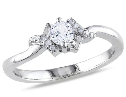 1/3 Carat (Ctw) Lab-Created White Sapphire Promise Ring with Diamonds in Sterling Silver