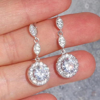 Fashion Women Earrings Cubic Zirconia Drop Earrings for Bridal Engagement Wedding Earrings Jewelry Gift