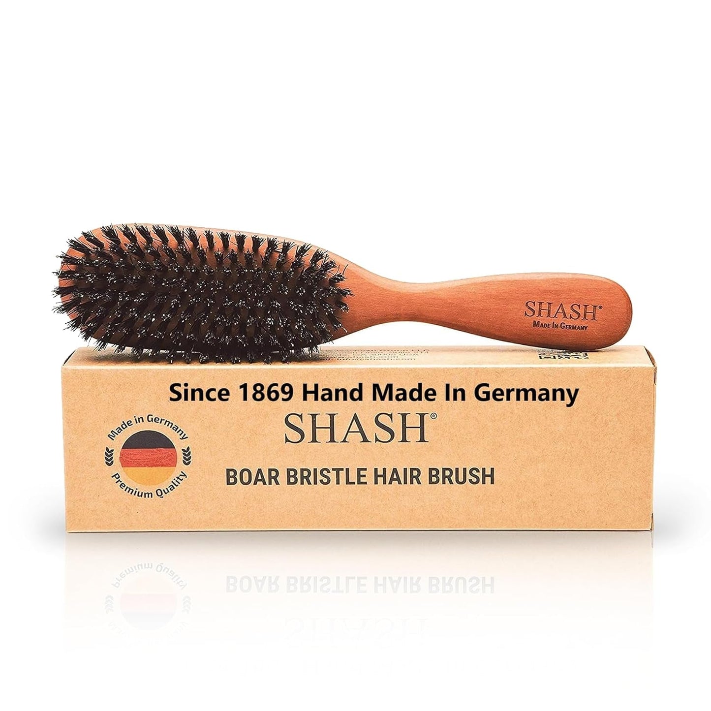 Classic German First Cut 100% Boar Bristle Hair Brush since 1869 - Conditions Hair, Improves Texture, Exfoliates Scalp