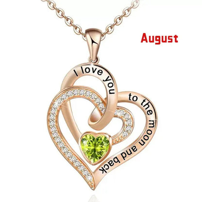 Ladies Heart-shaped Necklace Plated 925 Sterling Silver Birthday Jewelry I Love You Heart-shaped Diamond Necklace Birthday Gift for Girlfriend, Wife, Mother, Daughter, Grandmother