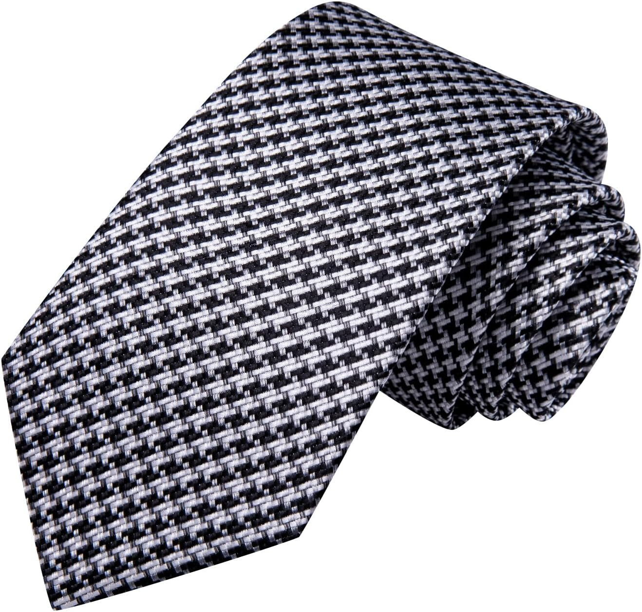 Mens Plaid Ties Classic Paisley Necktie with Handkerchief Cufflinks Set Business Stripe Tie