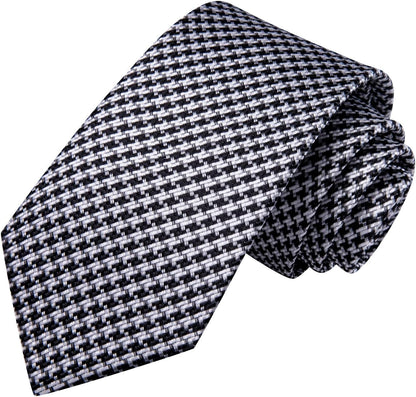 Mens Plaid Ties Classic Paisley Necktie with Handkerchief Cufflinks Set Business Stripe Tie