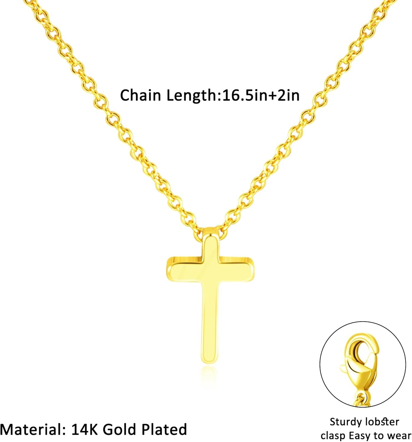 Cross Necklace for Women Trendy - Dainty 14K Gold Plated Cross Choker Pendant Necklaces Simple Tiny Cute Necklace Christian Baptism Religious Faith Jewelry Gift for Women