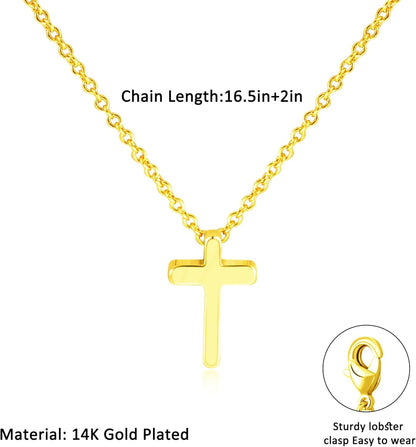 Cross Necklace for Women Trendy - Dainty 14K Gold Plated Cross Choker Pendant Necklaces Simple Tiny Cute Necklace Christian Baptism Religious Faith Jewelry Gift for Women
