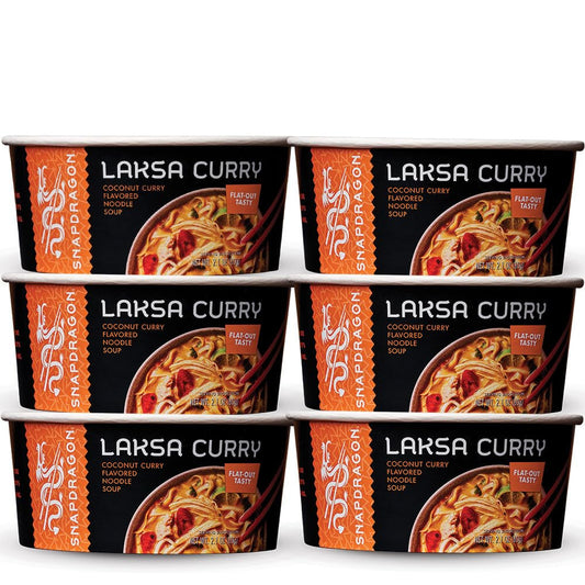 Laksa Curry Instant Noodle Bowls | Coconut Curry Flavor with Rice Noodles | Gluten-Free | No MSG Added | 2.1 Oz (6 Pack) - WORLD TIME VISITS
