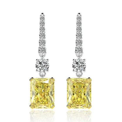 Fashion Bridal Wedding Earrings Hook Yellow Topaz Drop Earrings for Women Fine Jewelry Gift