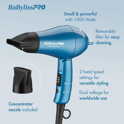 Nano Titanium Travel Dryer, Blue - WORLD TIME VISITS