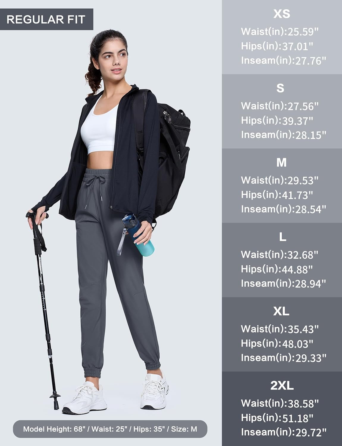 Women'S Hiking Pants Lightweight Quick Dry Water Resistant Athletic Running Joggers with Pockets Outdoor Travel