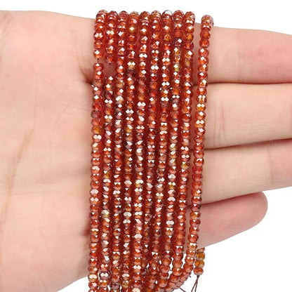 Multicolored 3X2Mm Shiny Faceted Natural Cubic Zirconia Stone Beads Abacus Tiny Beads Loose Spacer Beads for Jewelry Making DIY Slim Bracelet Women