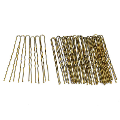 300 Bun Hair Bobby Pins U Shaped Pin Hair Grips to Clip Ballet Hair Net for Women 6 CM/2.3 Inch Golden