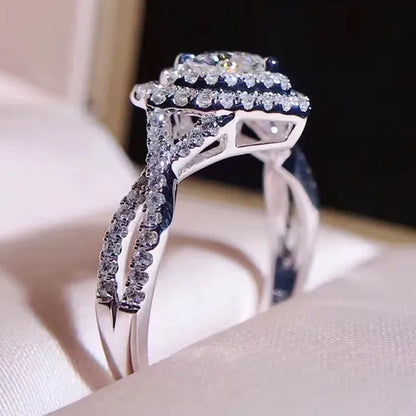 925 Sterling Silver Heart Shaped Gemstone Diamond Ring Sapphire Wedding Rings for Women Fashion Jewelry Accessories