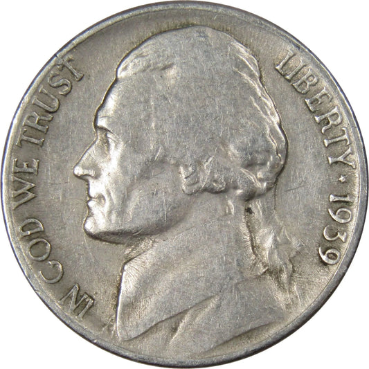 1939 S Jefferson Nickel 5 Cent Piece, about Good (AG), Collectible Coin, Nickel, Silver Master Coins - WORLD TIME VISITS