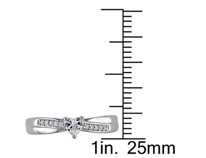 1/4 Carat (Ctw) Lab-Created Synthetic White Sapphire Heart Ring with Diamonds in Sterling Silver - WORLD TIME VISITS